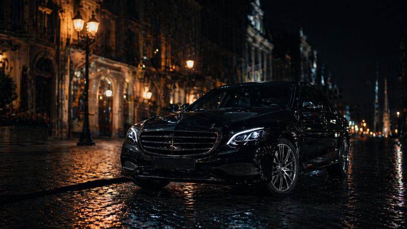Mercedes Classe E noire de nuit – Chauffeur privé VTC Toulouse